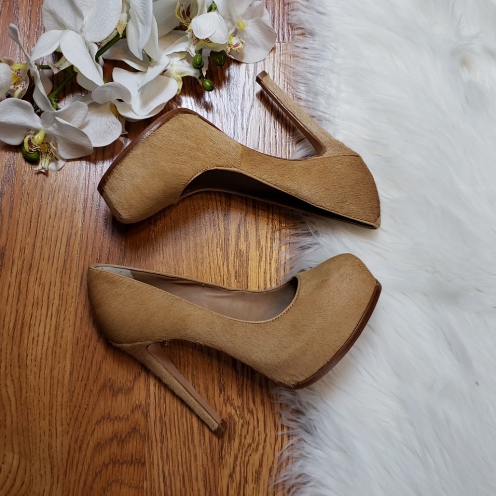 Tan High Heel Platform Pumps - Women's Dress Shoes